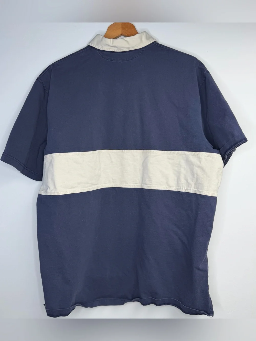 Polo Ralph Lauren Vintage Rugby Navy White Graphic Shirt 100% Cotton XL